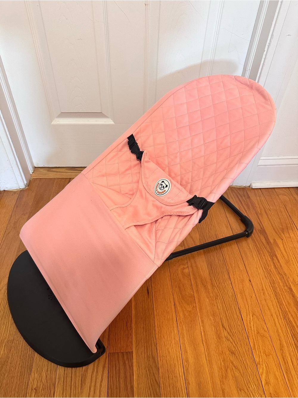 Baby Bouncer Portable Lightweight Seat Pink Quilted Infant Children Lounger Musi
